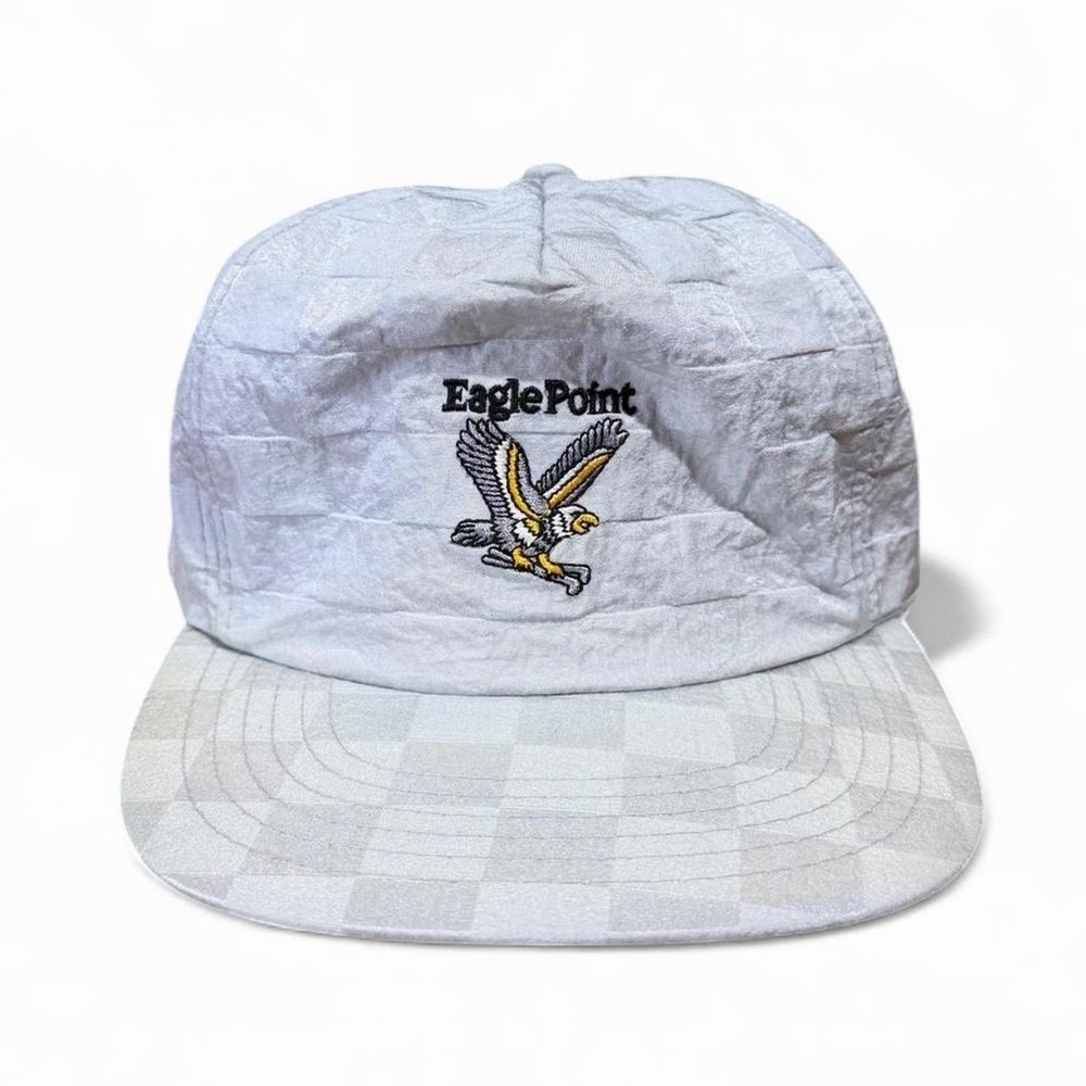 Vintage 90s Eagle Point Checker Ska Grey Skater Baseball Snapback Hat OSFA